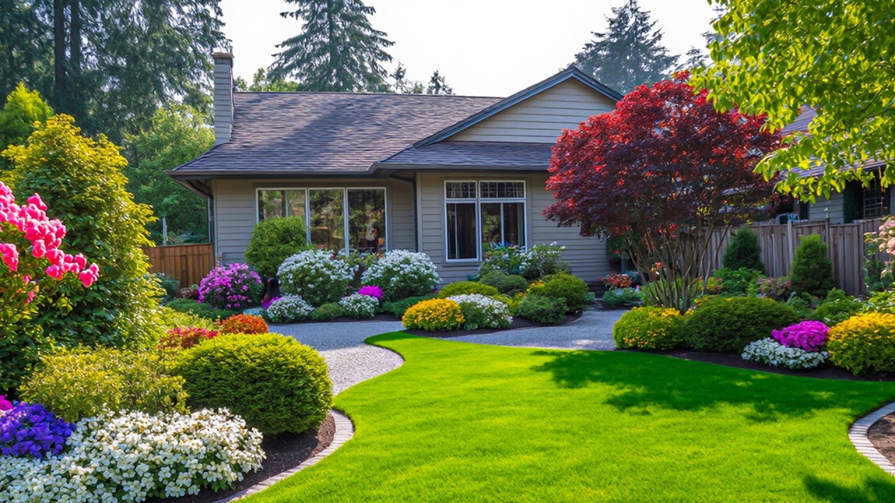 Freshly landscaped front yard with clean edging and new plants at Bibb County home